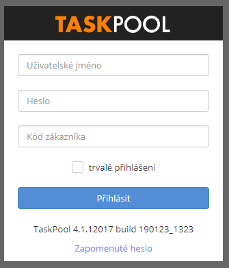 Přihlášení do systému TaskPool