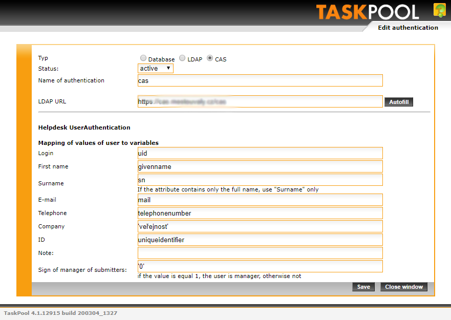 CAS configuration example