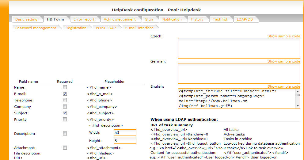 Helpdesk: HD Form