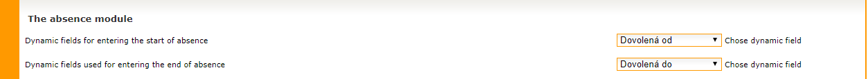 Dynamic user fields: Absence module