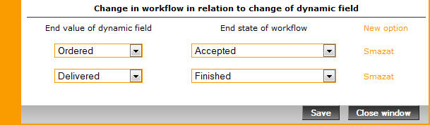 Change of the task's state according to the change of the dynamic field